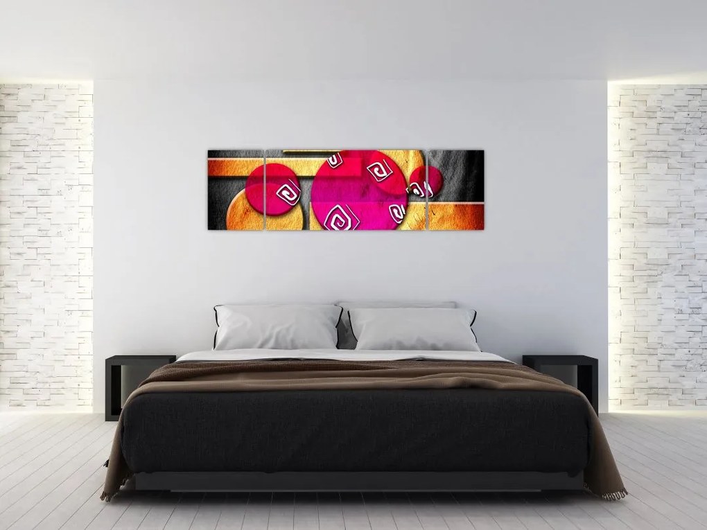 Abstrakcyjny obraz z historycznymi symbolami (170x50 cm)