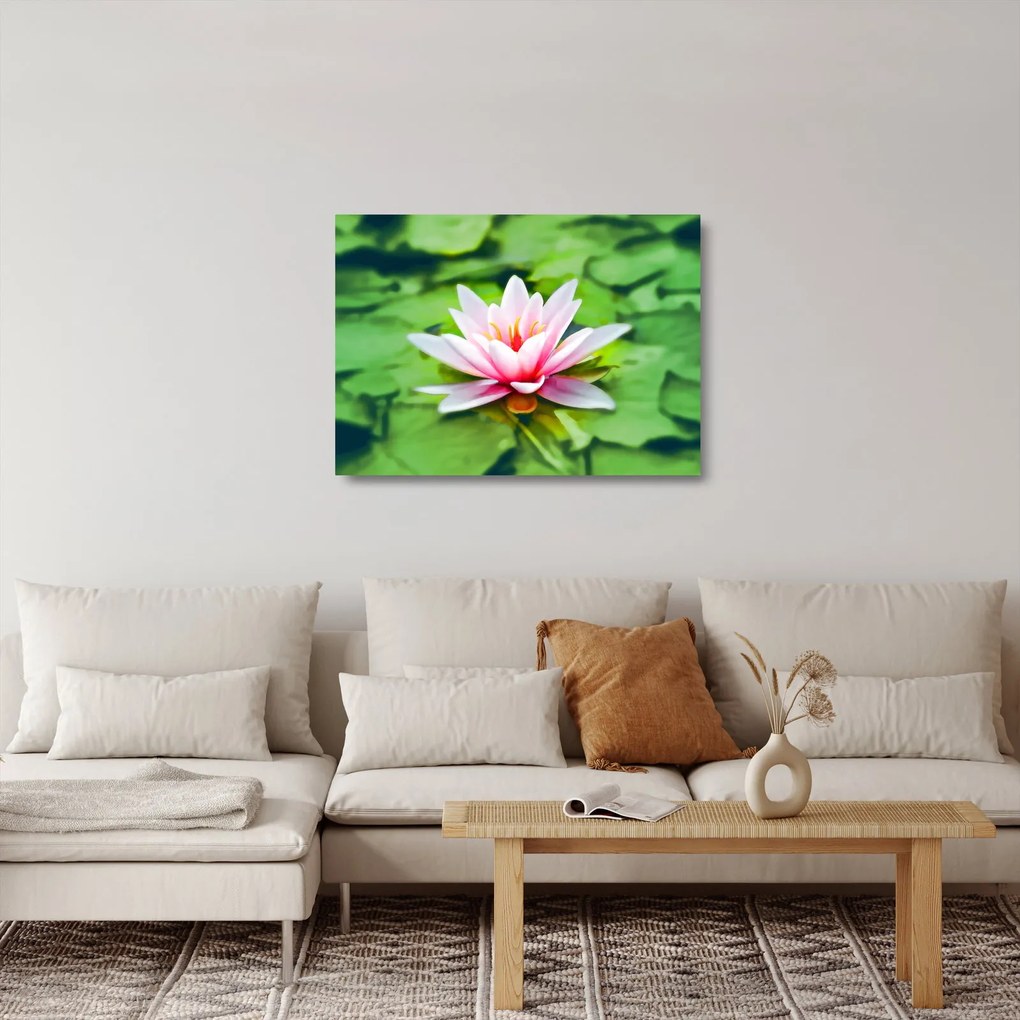 Obraz na szkle lilii wodnej na powierzchni (70x50 cm)