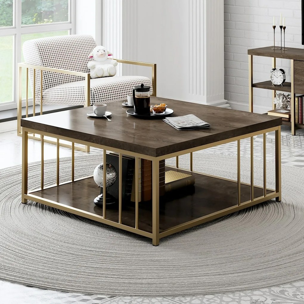 Stolik konferencyjny Zenn Walnut and Gold
