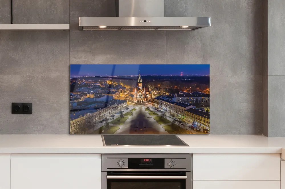 Panel Szklany Nocny Widok na Kościół Mariacki