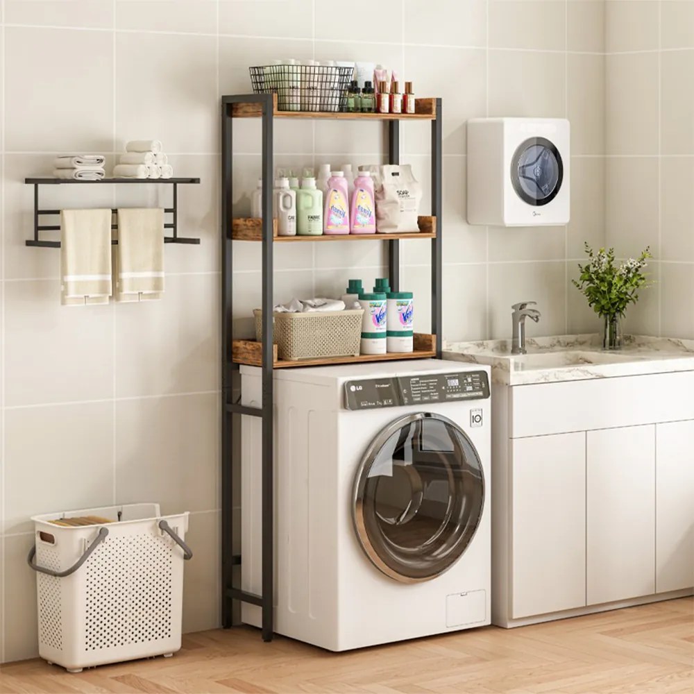 Szafka nad toaletą lub pralką – 63x165x25 cm, brązowa rustykalna, styl loftowy