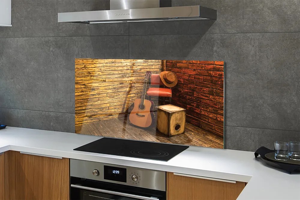 Szklany Panel Gitara kapelusz krzesło