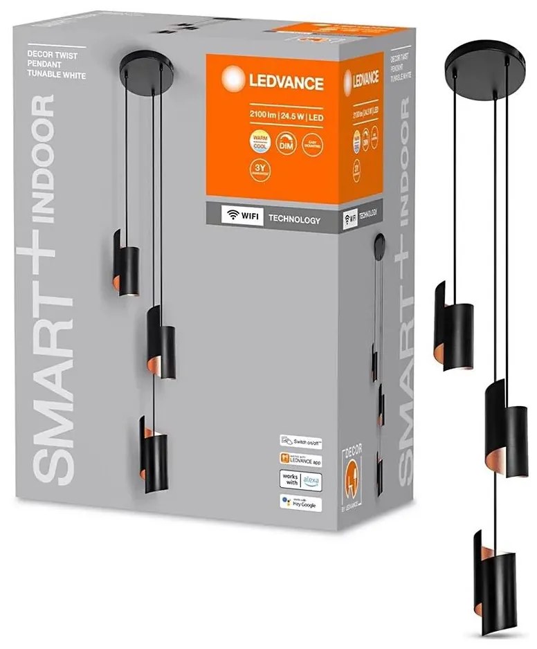 Ledvance - LED Ściemnialny żyrandol na lince SMART+ DECOR 3xLED/8W/230V czarny Wi-Fi