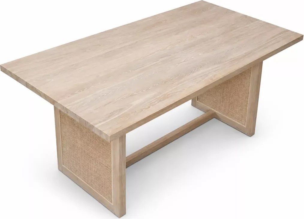 Drewniany stół do jadalni z jesionu 160x90 nogi wykończone ratanem