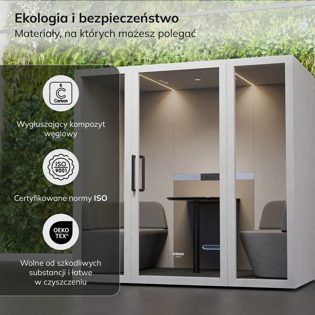 Budka akustyczna do biura INBOX 4-osobowa 2200 x 2200 x 1220 mm