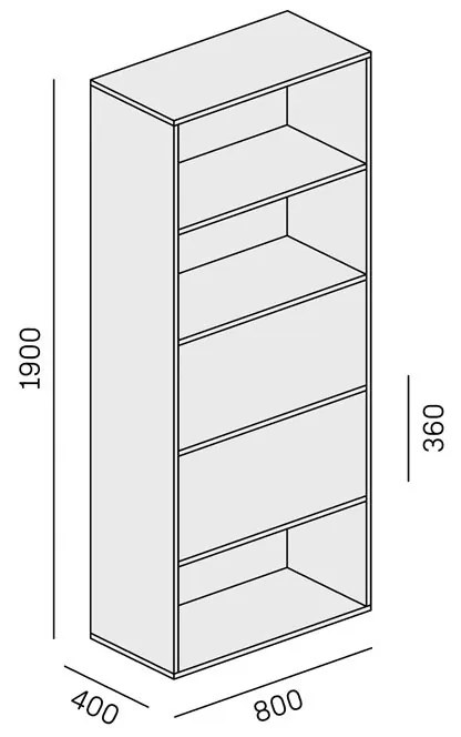 PLAN Regał biurowy wysoki LAYERS, 2 schowki, 800 x 400 x 1905, biały