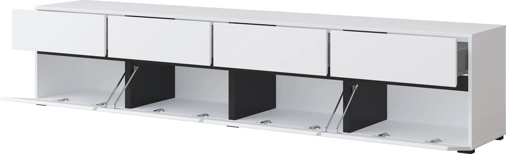 Szafka RTV stojąca INCROCIO 225 cm do Salonu pod Telewizor 4 Szuflady - Biały