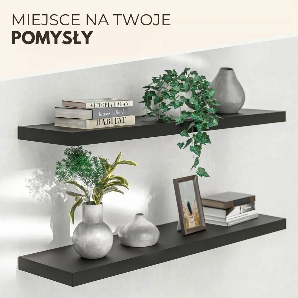 Półka ścienna FIGO + z konsolą, 90cm, czarna Casaria