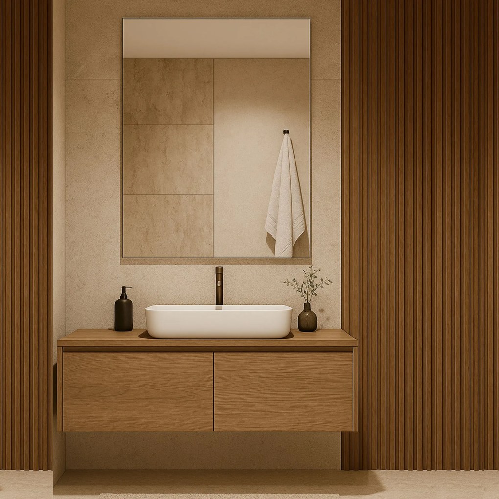 Lustro prostokątne bez ramy oszlifowane obracalne bez podświetlenia TAVA | Różne rozmiary | Różne kolory szkła : Kolor tafli szkła - Brązowy, Rozmiar - 60 x 80 cm