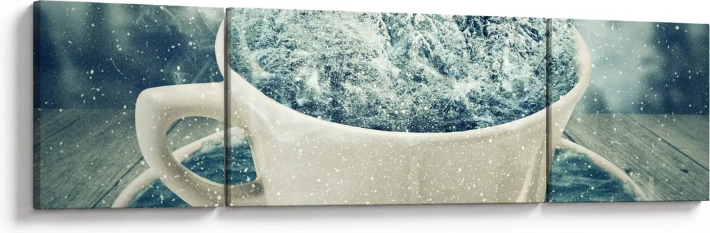 Obraz - Zimowy świat w kubeczku (170x50 cm)