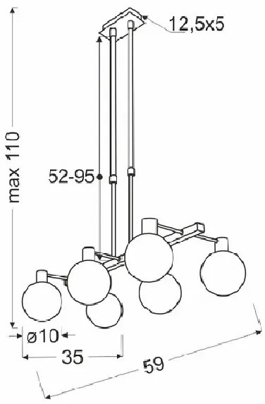 Lampa nowoczesna wisząca z sześcioma chrom kloszami P8-B41