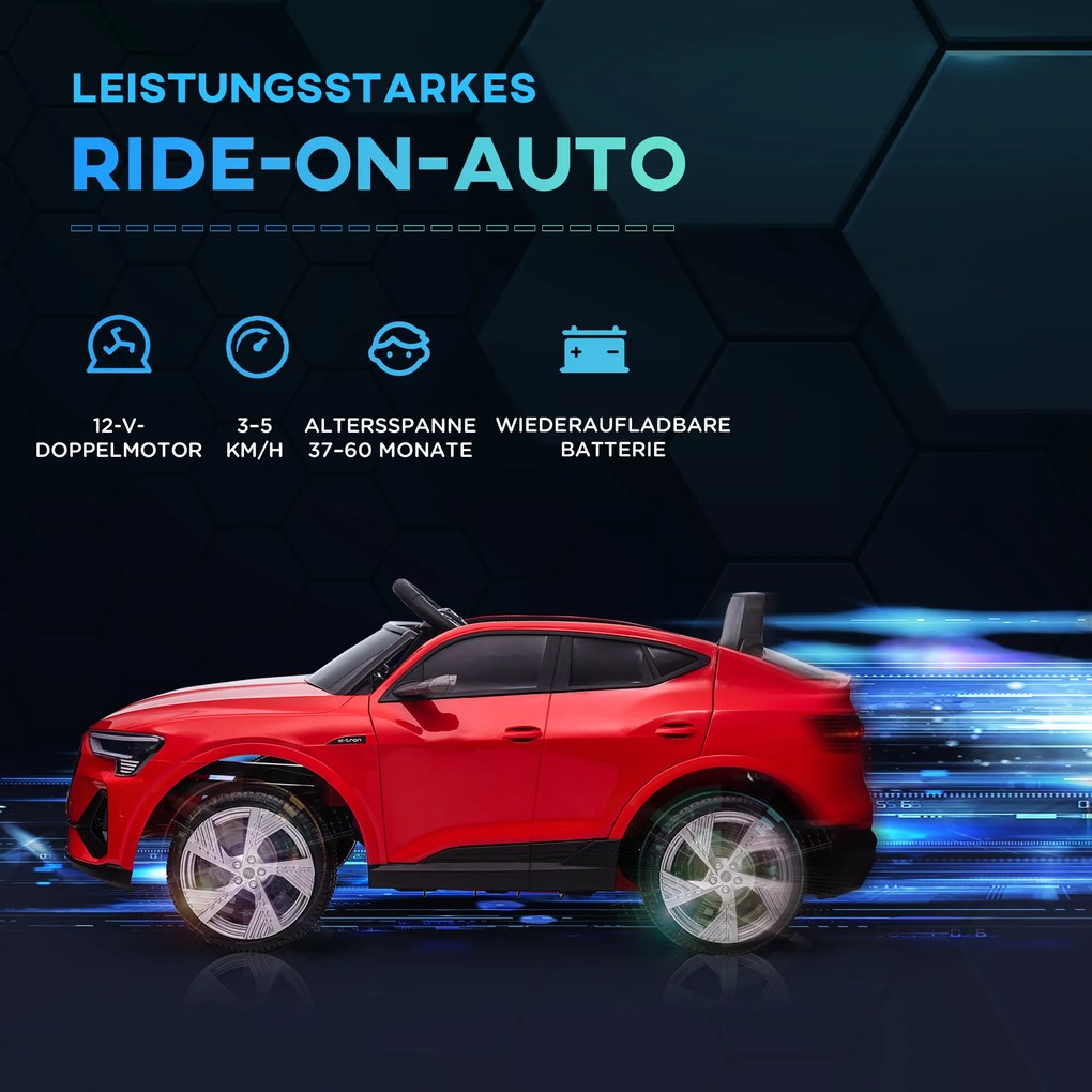 HOMCOM Auto elektryczne dla dzieci z pilotem zdalnego sterowania i efektami dźwiękowymi Czerwony samochodzik do 5 kmh 108x60x47cm | Aosom PL