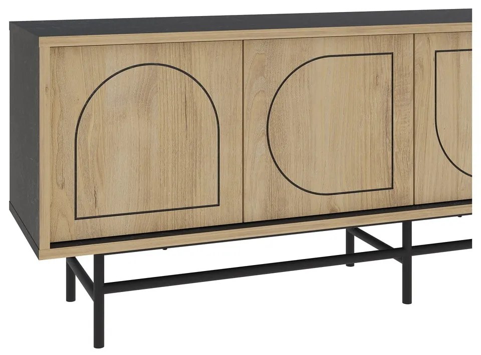 Czarna szafka pod TV w dekorze dębu 149,5x56,5 cm Giana – Marckeric