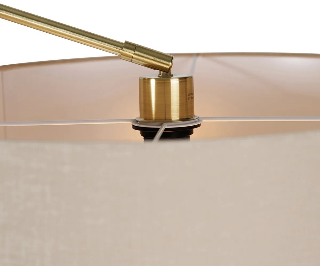 Lampa podłogowa złota z jasnobrązowym abażurem 50 cm regulowana - EditorDesignerski Oswietlenie wewnetrzne