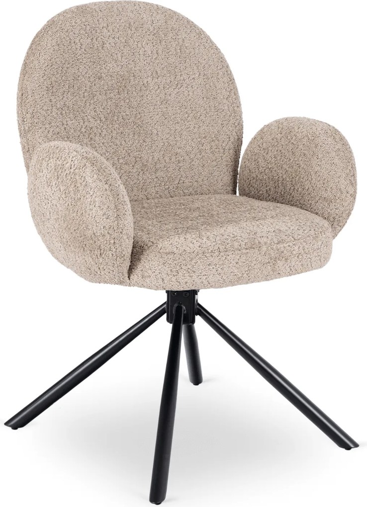 Krzesło Tapicerowane Obrotowe do Salonu MUSSO Brązowe Nowoczesne