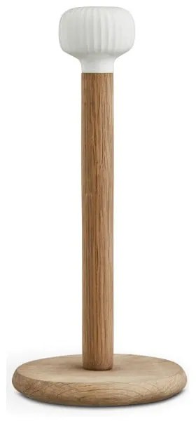 Dębowy stojak na ręczniki papierowe z białym porcelanowym detalem Kähler Design Hammershoi