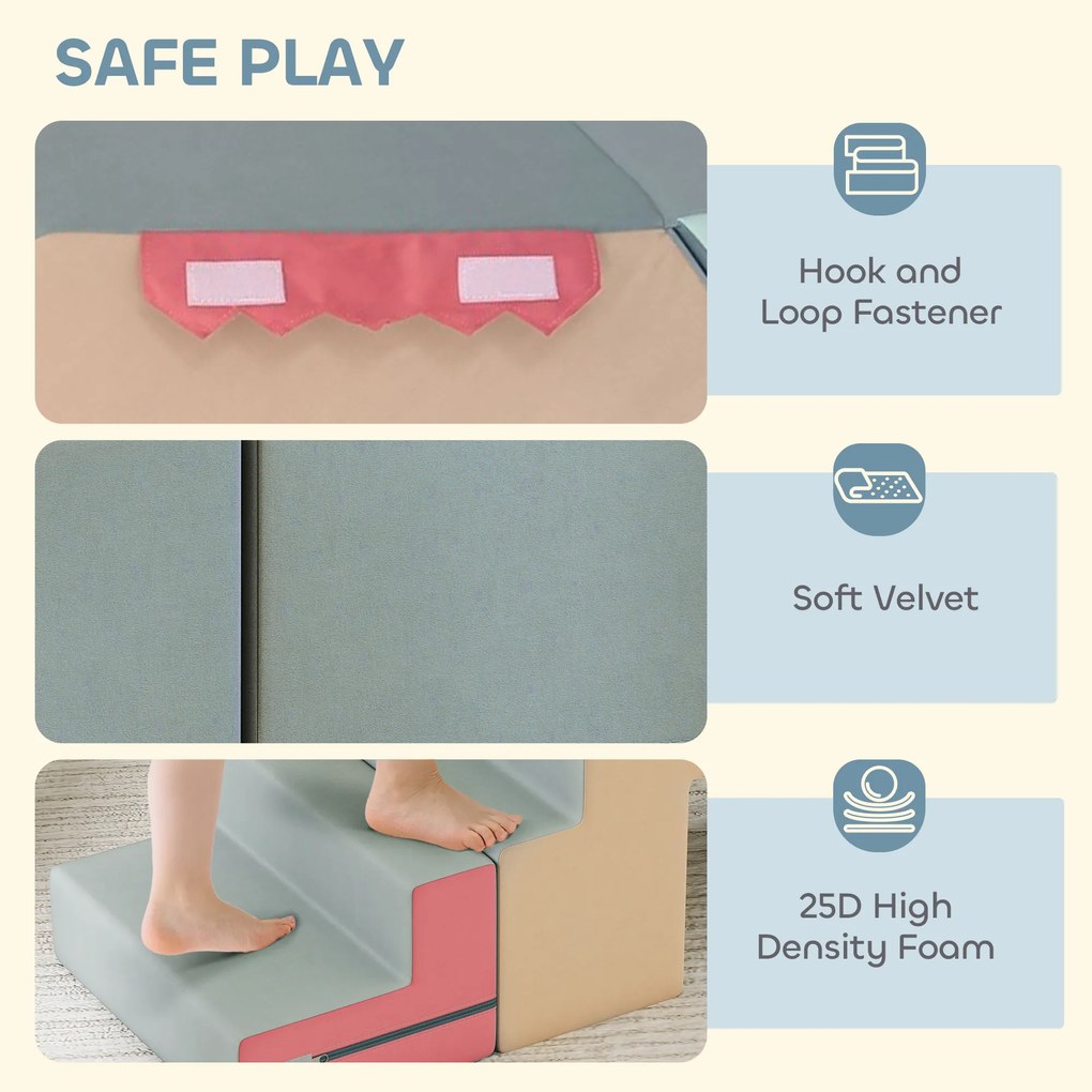 AIYAPLAY 2-częściowy zestaw miękkich klocków dla małych dzieci, sztuczna skóra, pianka, do wspinania, budowania, zabawy, Wielokolorowy