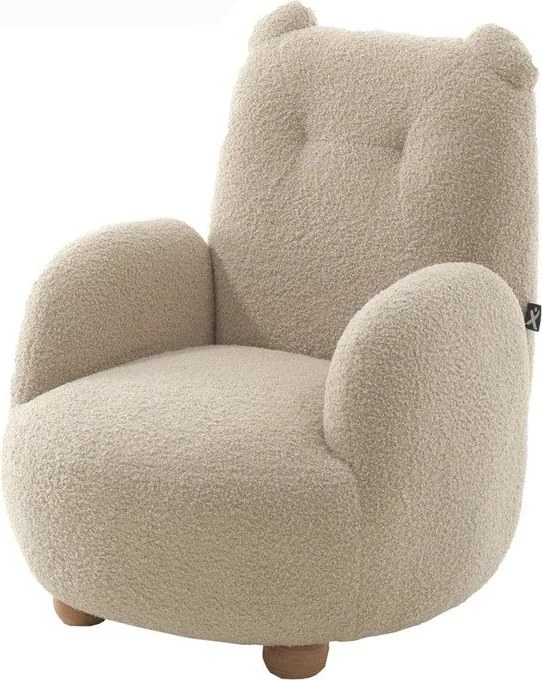 Beżowy fotel dziecięcy z materiału bouclé Rocky – Vipack