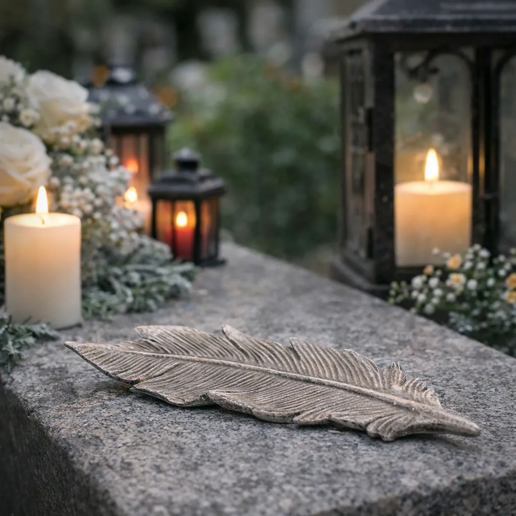 Pamiątkowa dekoracja Pióro ze skrzydeł anioła,żywica, 16 x 6 x 2 cm