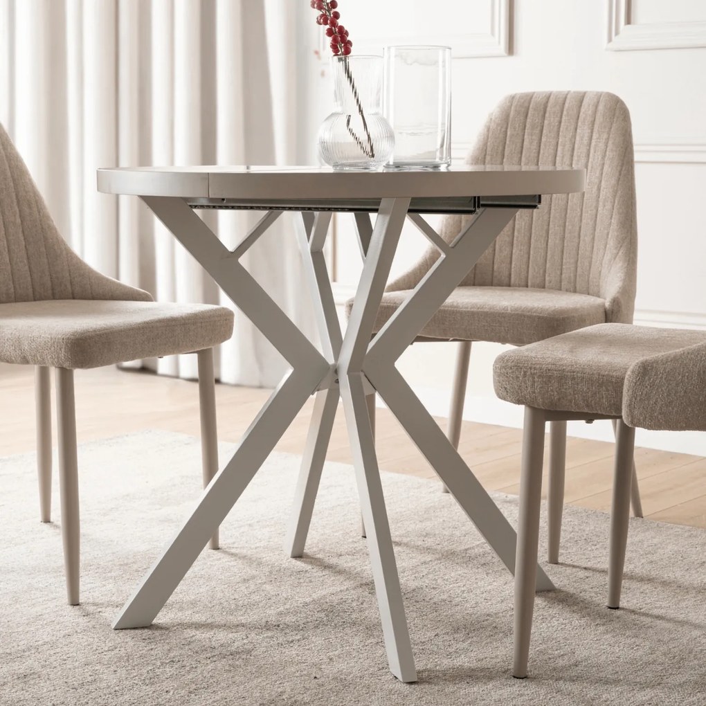 Stół Okrągły Rozkładany DORIAN 80-160 cm Kaszmir/Biały Nowoczesny