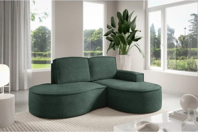 Narożnik MOLLY Prawostronny bez funkcji spania, wolnostojący tkanina ABRIAMO 09 Zielony