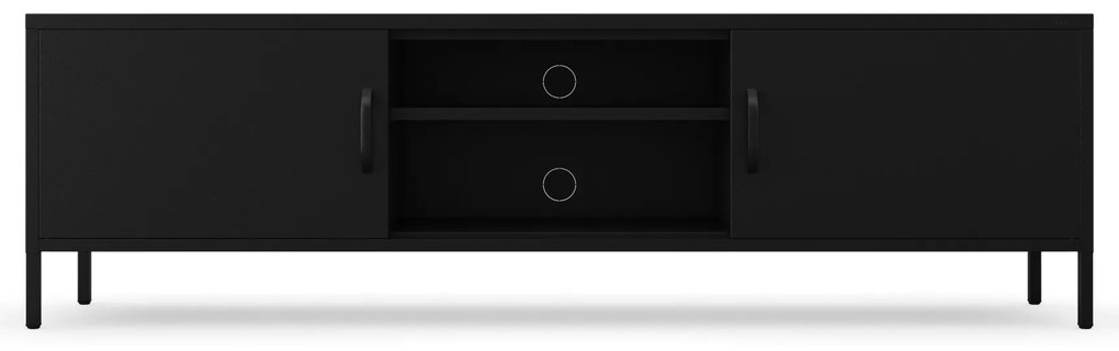 Szafka RTV metalowa szeroka XL na nóżkach czarna, 1700x400x500 mm: ROSARIA