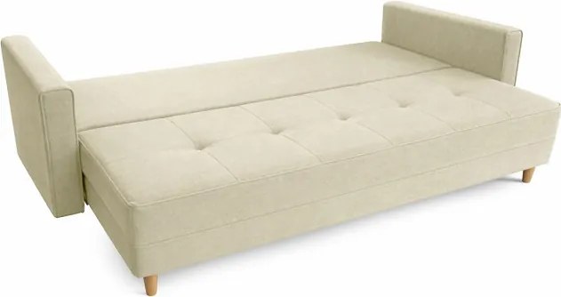 Sofa z Funkcją Spania LONAR Kremowa Welurowa Nowoczesna