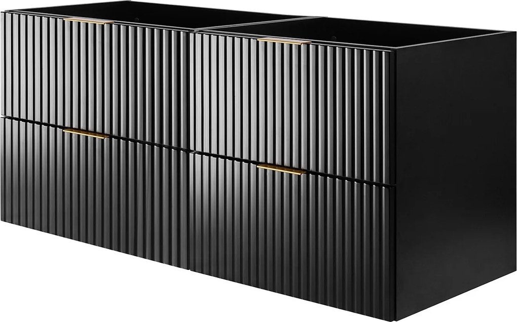 Szafka pod umywalkę, Czarny, 120 ( 2 x 60) x 57 x 46 cm, uchwyt złoty, bez blatu