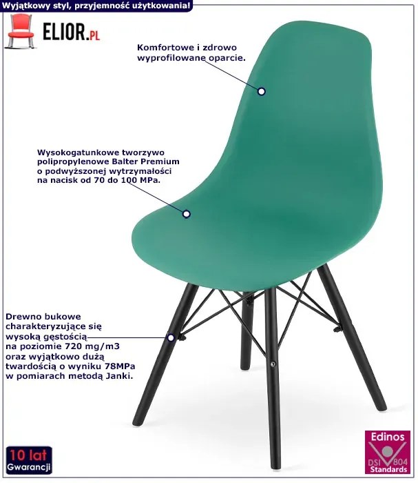 Zielone krzesło nowoczesne - Sopi 3X