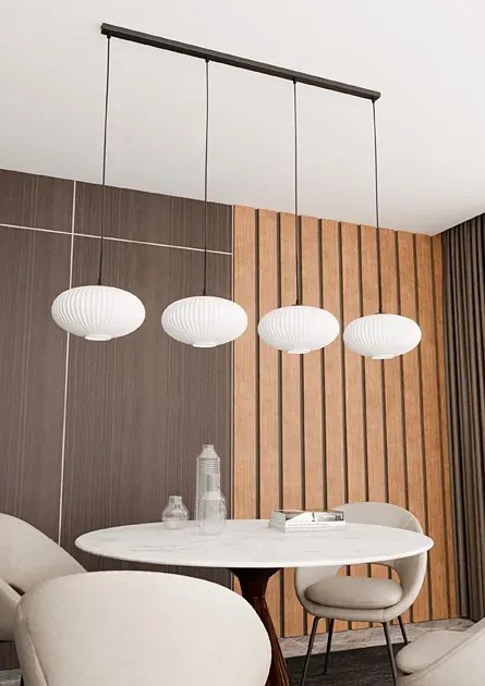 Szklana lampa wisząca z mlecznymi kloszami - 5X D174 Z7-R97