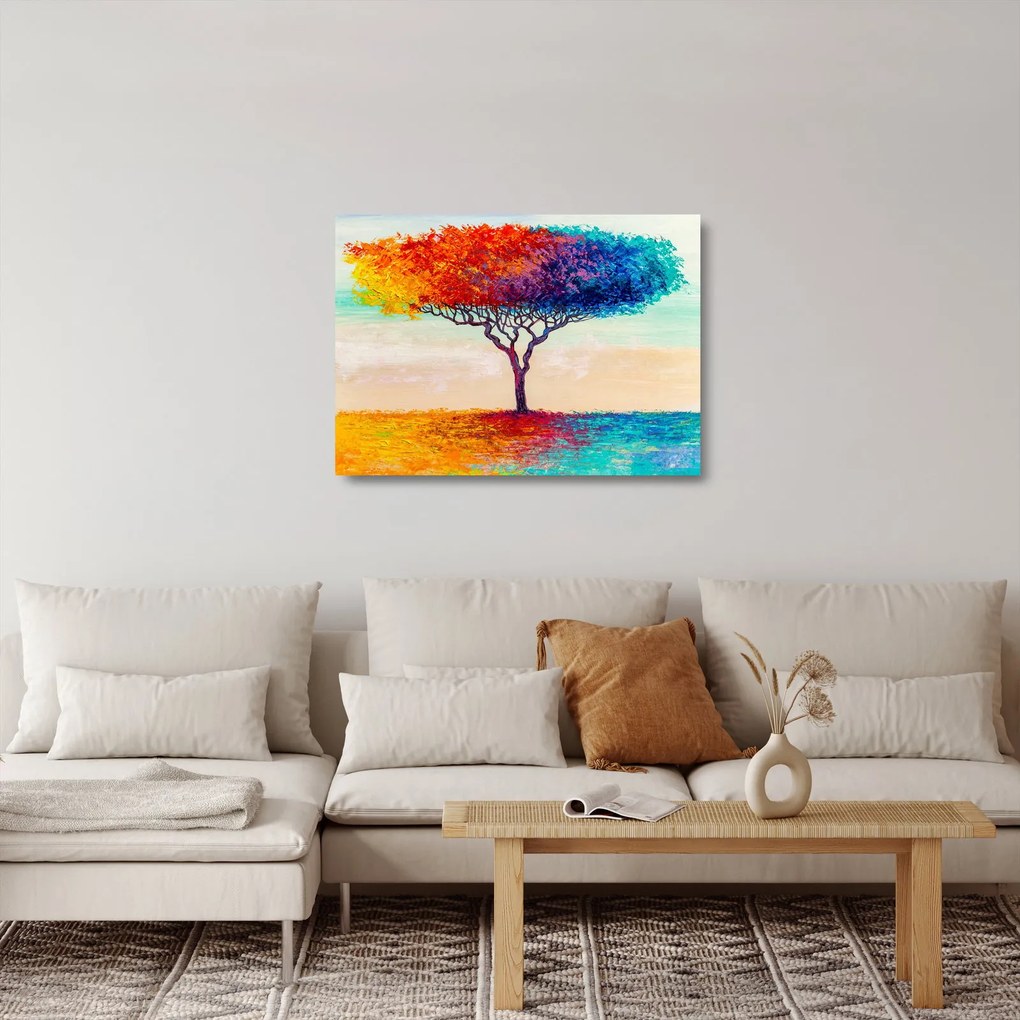 Obraz na szkle malowanego drzewa (70x50 cm)