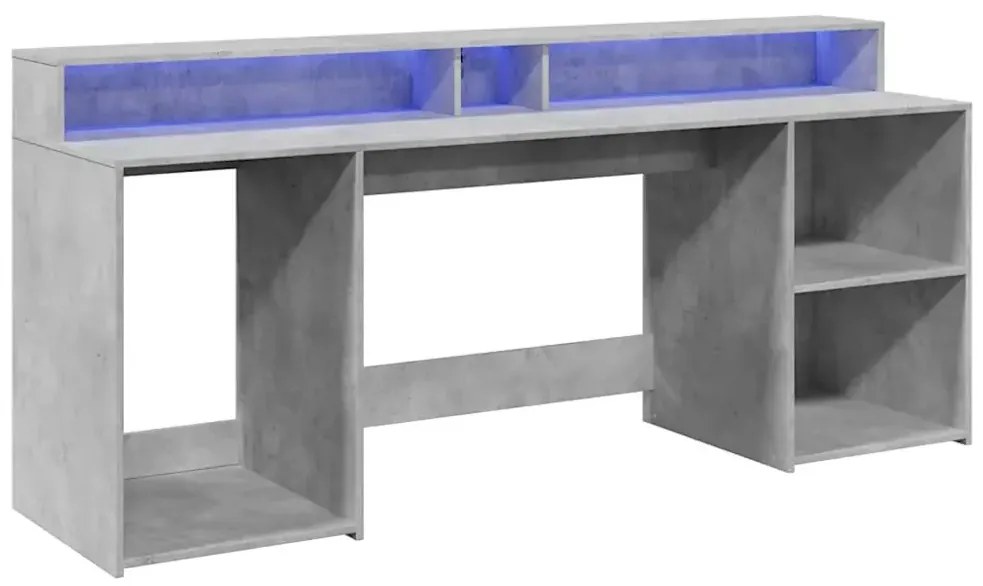 Podświetlane biurko 200 cm betonowa szarość - Fixi