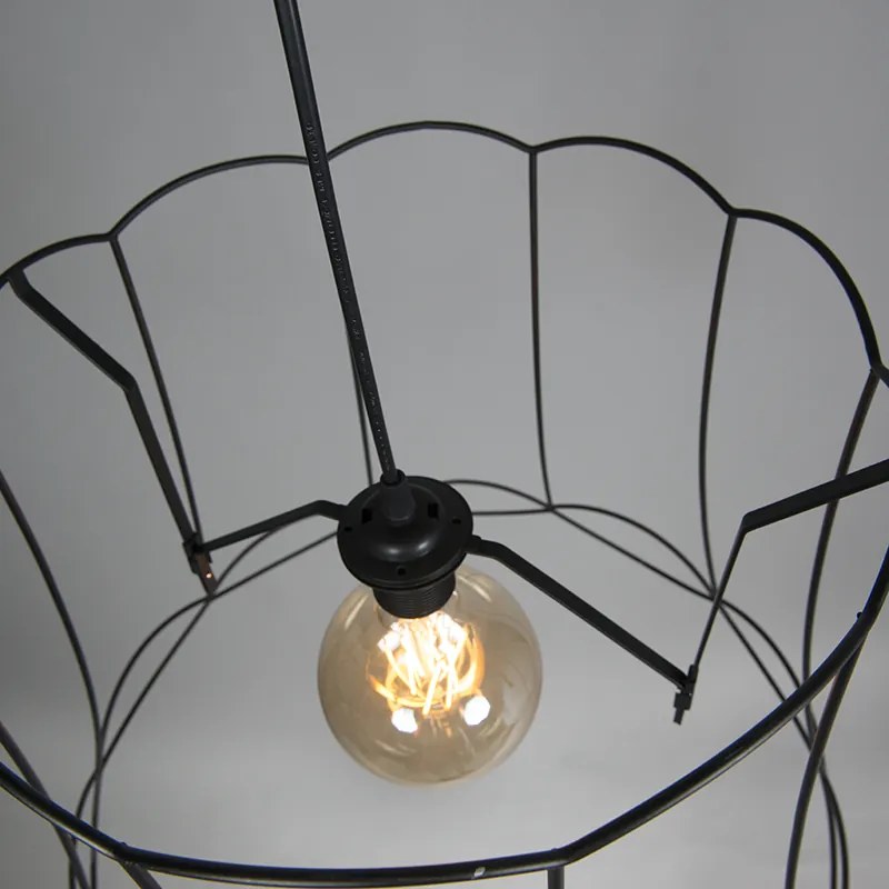 Zestaw 2 lamp wiszących w stylu Retro czarnych 50 cm - Granny Frame Retro Oswietlenie wewnetrzne