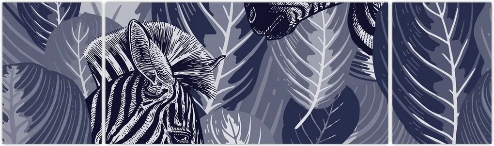 Obraz - Niebieskie zebry (170x50 cm)