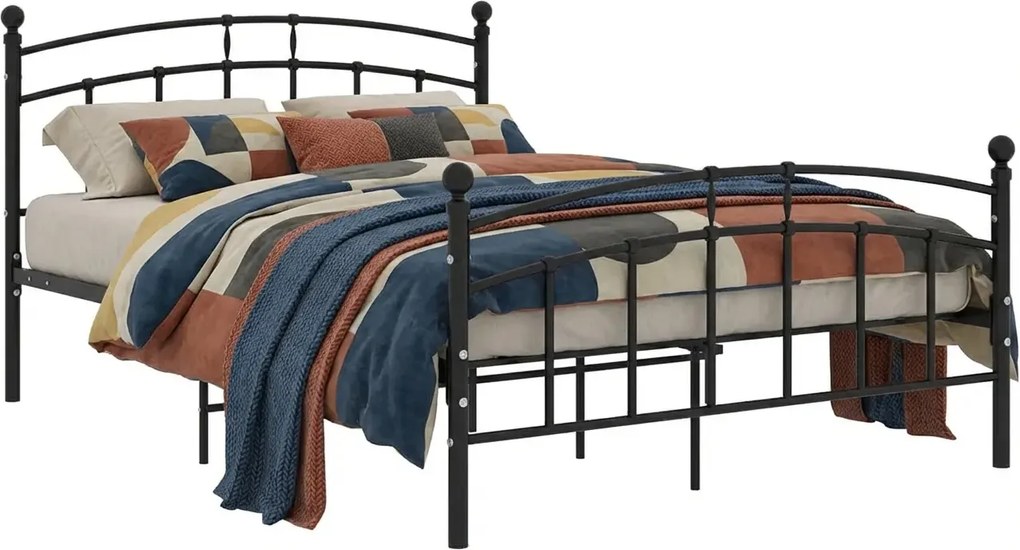 Czarne metalowe łóżko małżeńskie 160x200 cm R1-S86