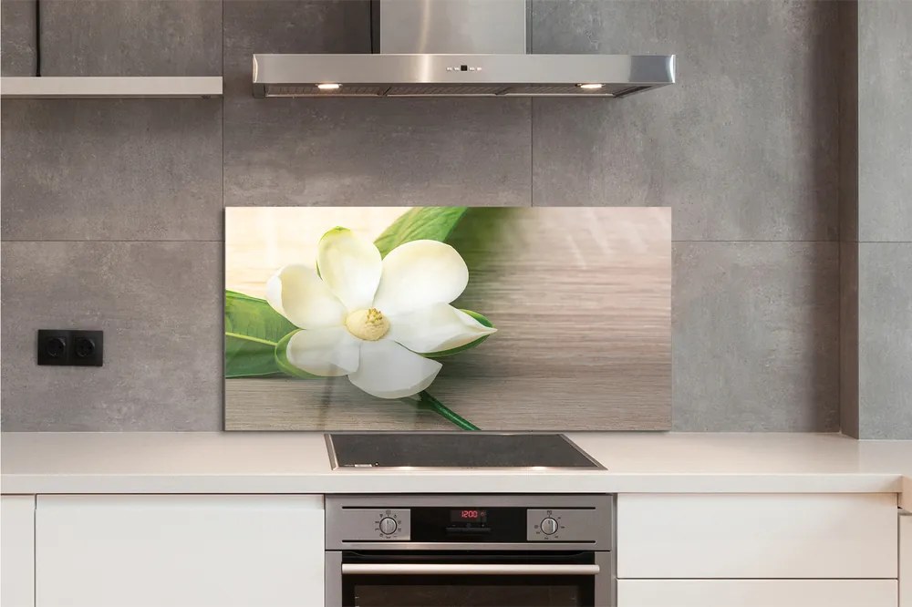 Panel Kuchenny Szklany Szlachetna Biała Magnolia