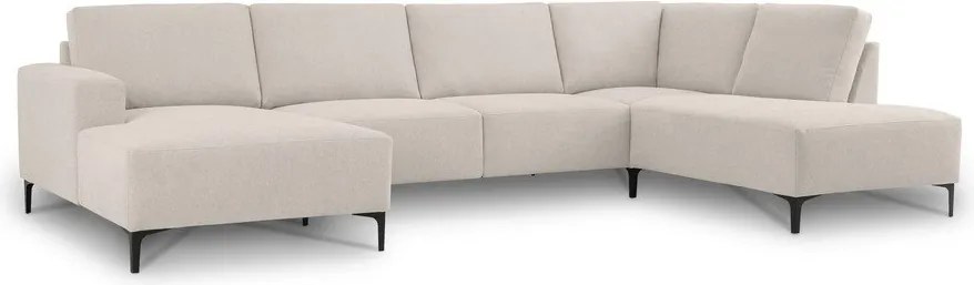 Beżowy narożnik z tkaniny szenilowej (prawostronny/w kształcie litery U) Fabian – Scandic