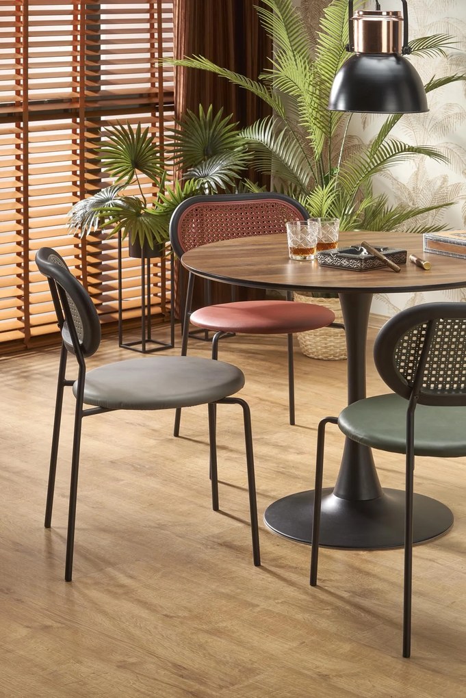 Okrągły stół Olmo z orzechowym blatem