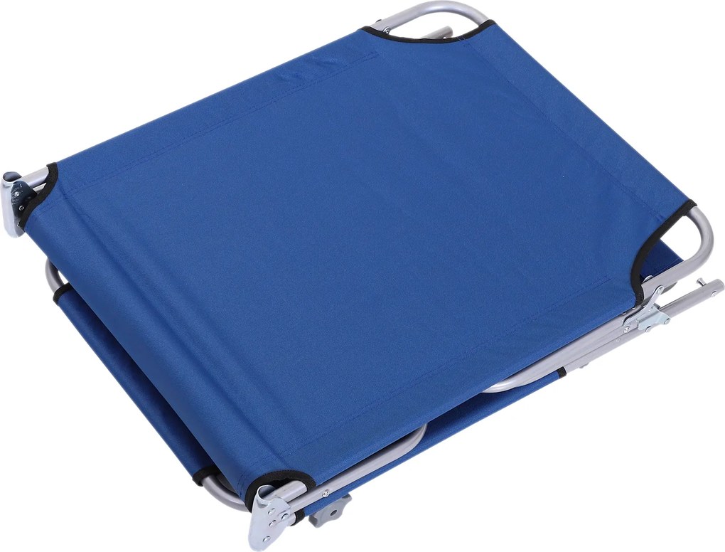 Outsunny Leżak ogrodowy składany z daszkiem przeciwsłonecznym do relaksu niebieski 187x58x36 cm | Aosom PL