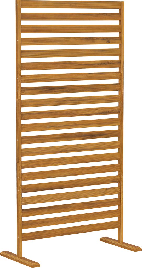 Outsunny Parawan z Drewna 80 x 170 cm, Wolnostojąca Przegroda z Lamelami, Brązowy | Aosom PL