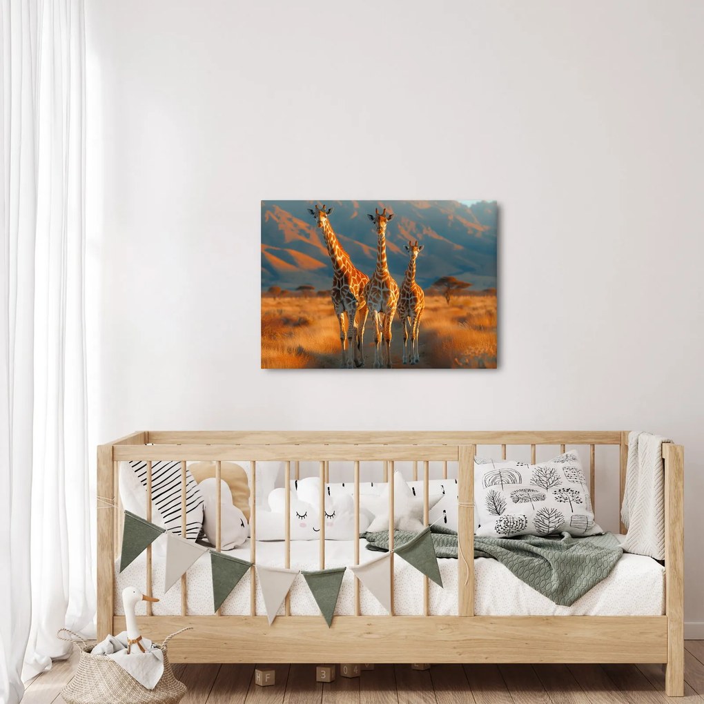 Obraz - Żyrafy na pastwisku (70x50 cm)
