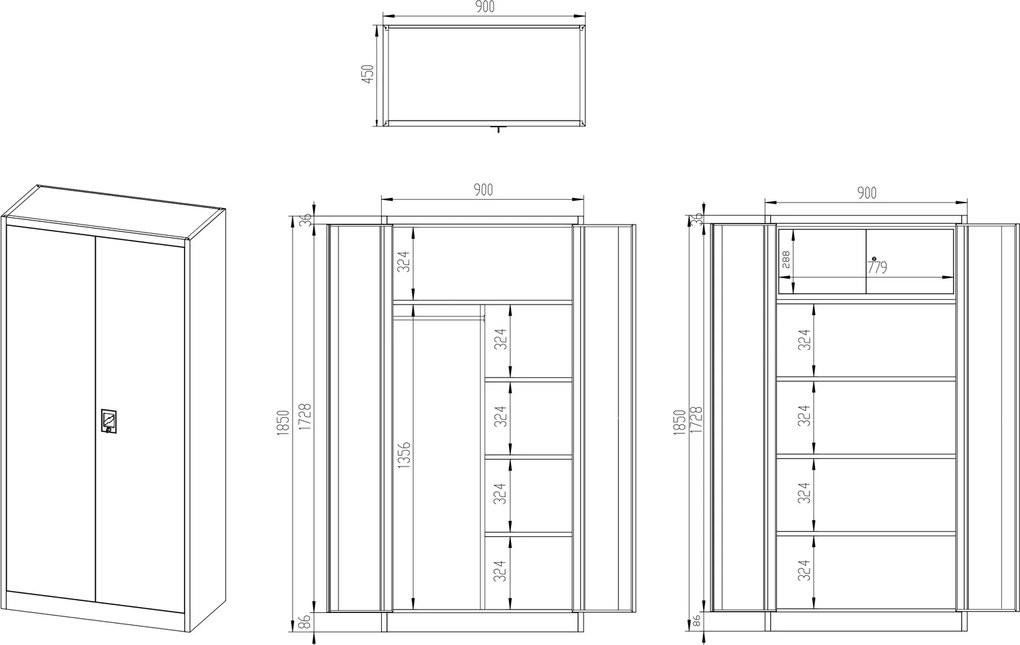Socjalna szafa ubraniowa Dawid Fresh Style 90x45x185 cm pudrowy róż