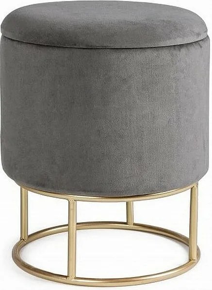 Szara pufa do przechowywania z efektem aksamitu - POLINA