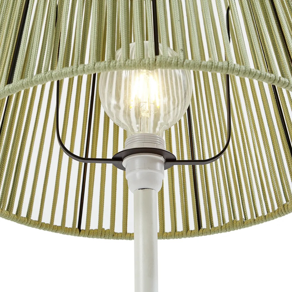 Zewnetrzna Zewnętrzna lampa podłogowa biała z zielonym kloszem ze sznura IP44 - Virginia JaylaJapandi Oswietlenie zewnetrzne