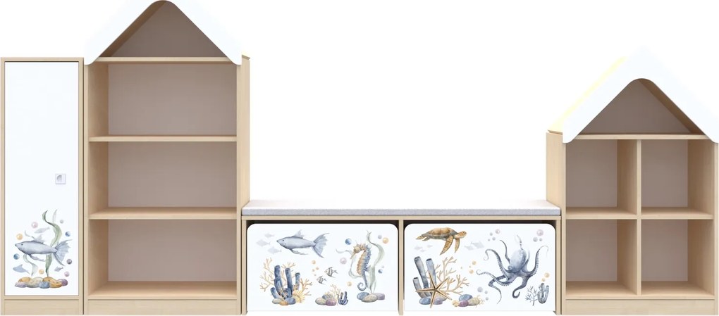 Modułowe meble do sali edukacyjnej - zestaw Blox Water 12
