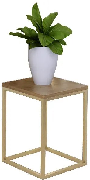 Nowoczesny stojak na kwiaty złoty + dąb lancelot M0-M69