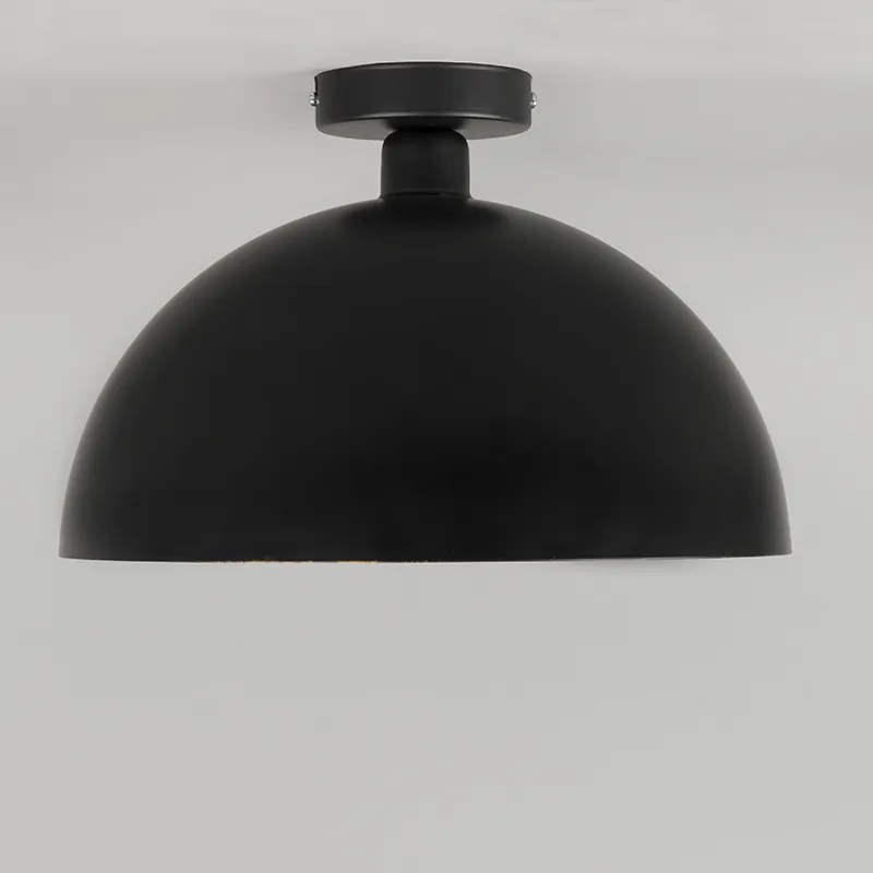 Industrialna lampa sufitowa czarna ze złotem 35 cm - Magna Rustykalny / Vintage Oswietlenie wewnetrzne