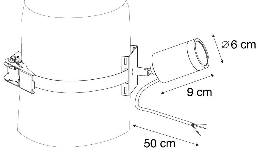 Reflektor zewnętrzny czarny do drzewa GU10 50mm obrotowy i przechylny IP65 - Solo