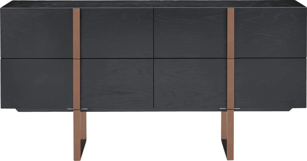 Fornirowana komoda glamour z 4 szufladami Hudson H02 na płozach