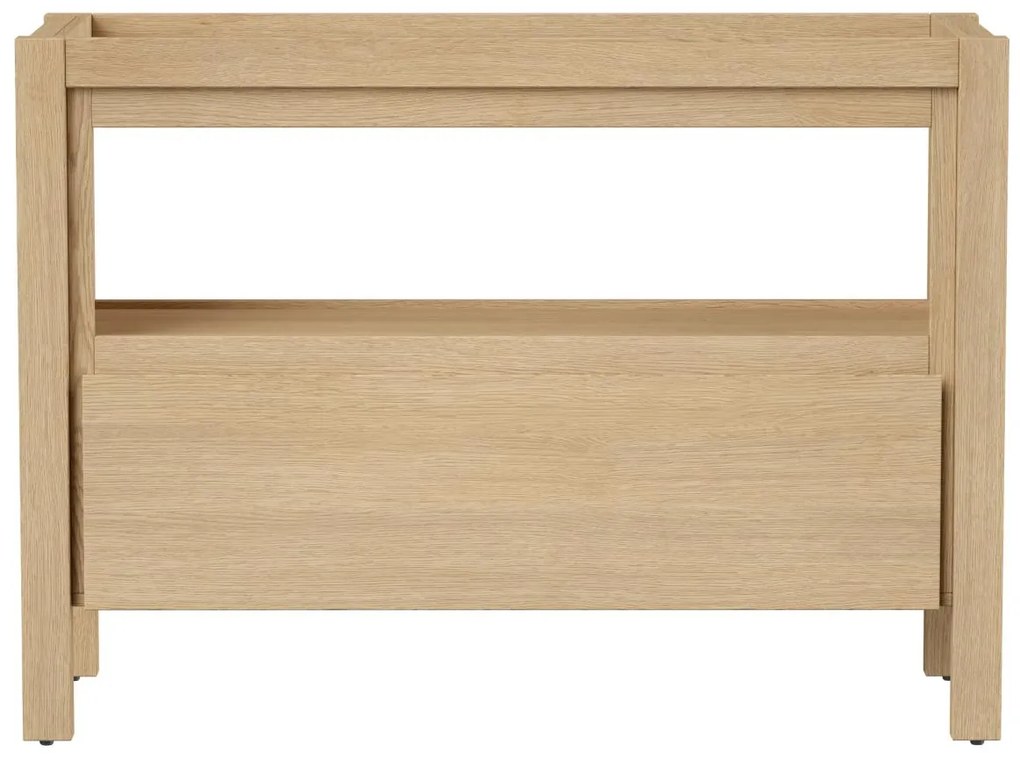 Szafka pod umywalkę z półką do przechowywania - Okleina dębowa - 120 cm - COSMOTI